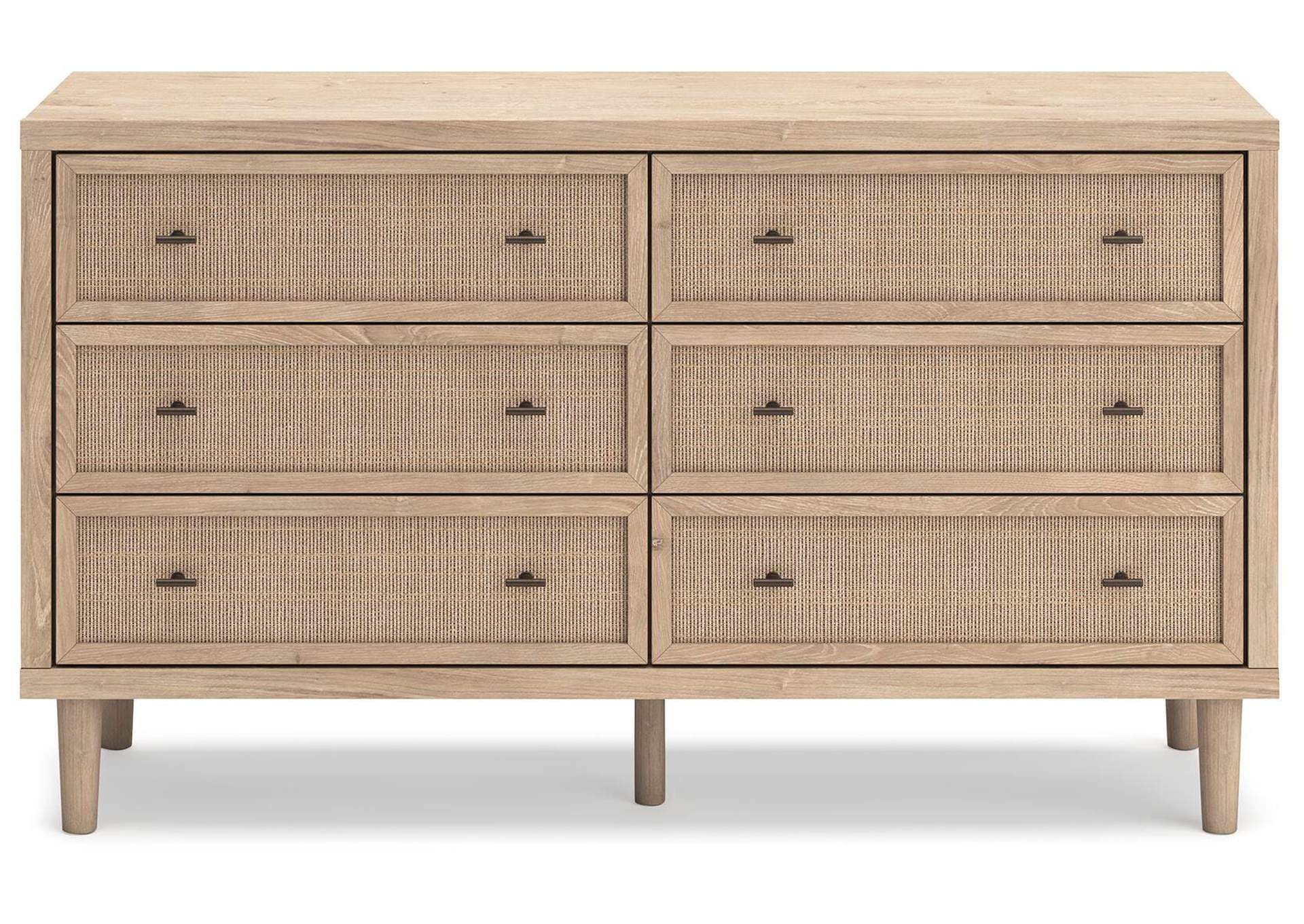 Cielden Full Upholstered Bed with Roll Slats, Dresser and Chest front view