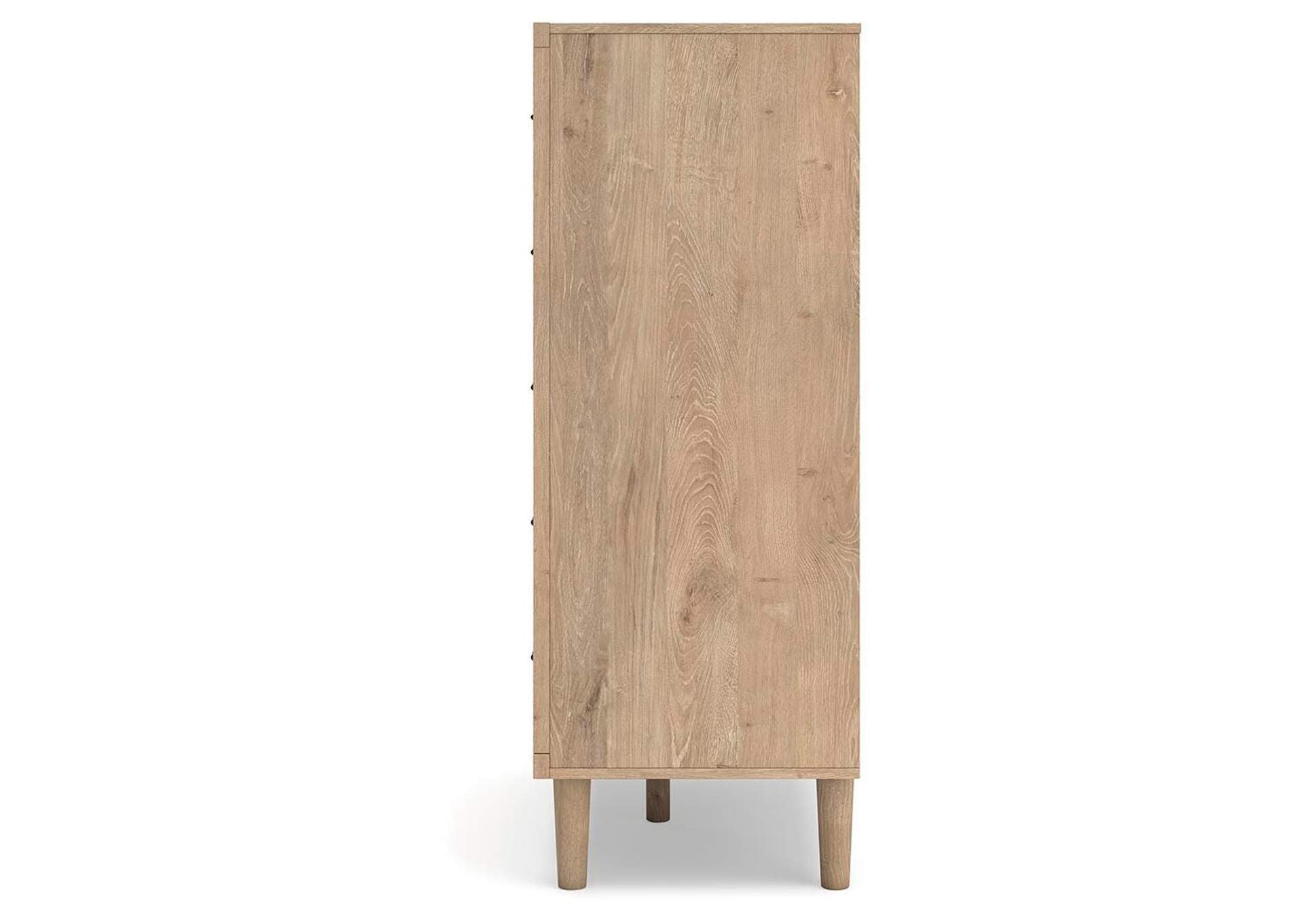 Cielden Full Upholstered Bed with Roll Slats, Dresser, Mirror and Chest side view