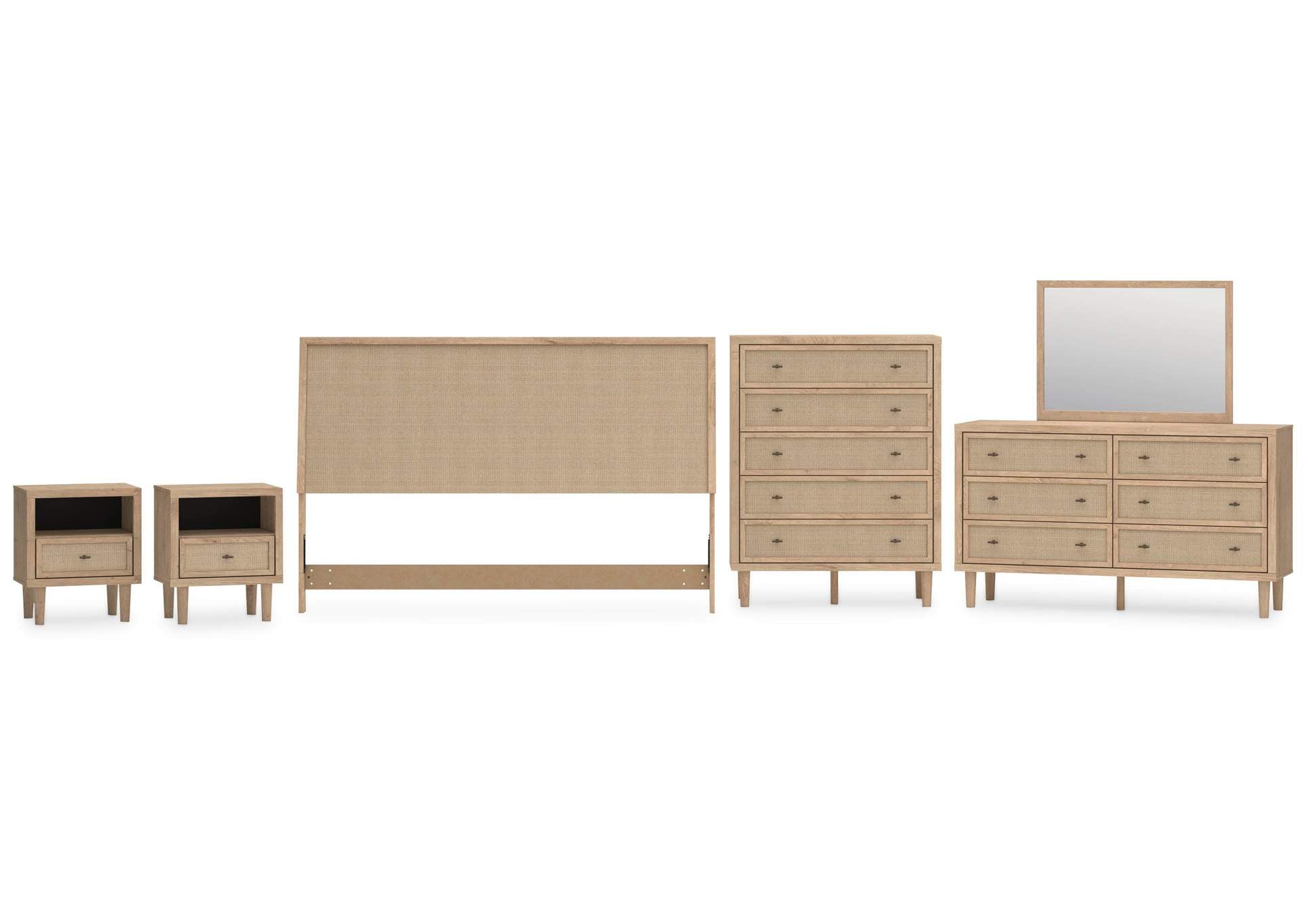 Cielden King Panel Headboard, Dresser, Mirror, Chest and 2 Nightstands