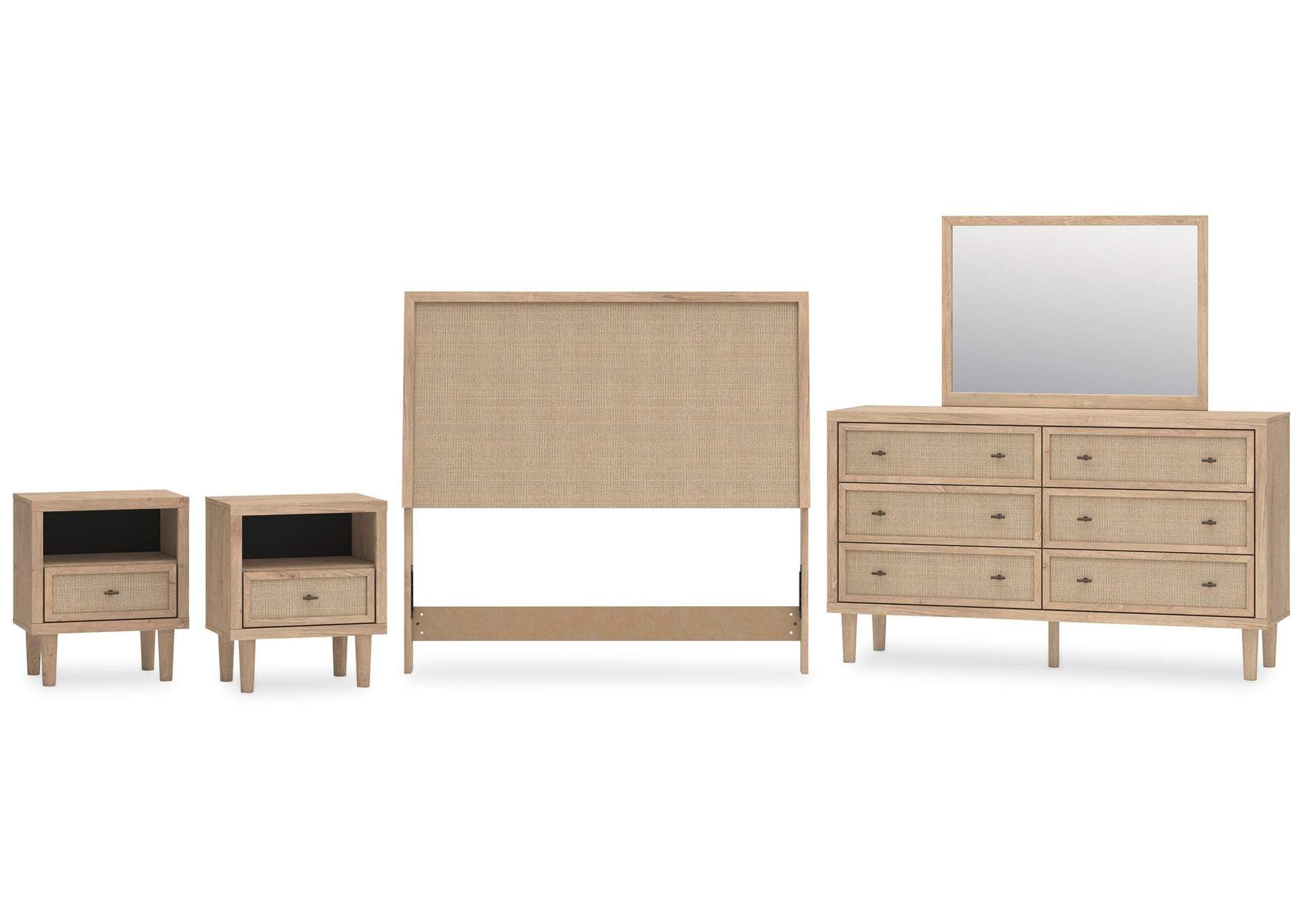 Cielden Full Panel Headboard, Dresser, Mirror and 2 Nightstands