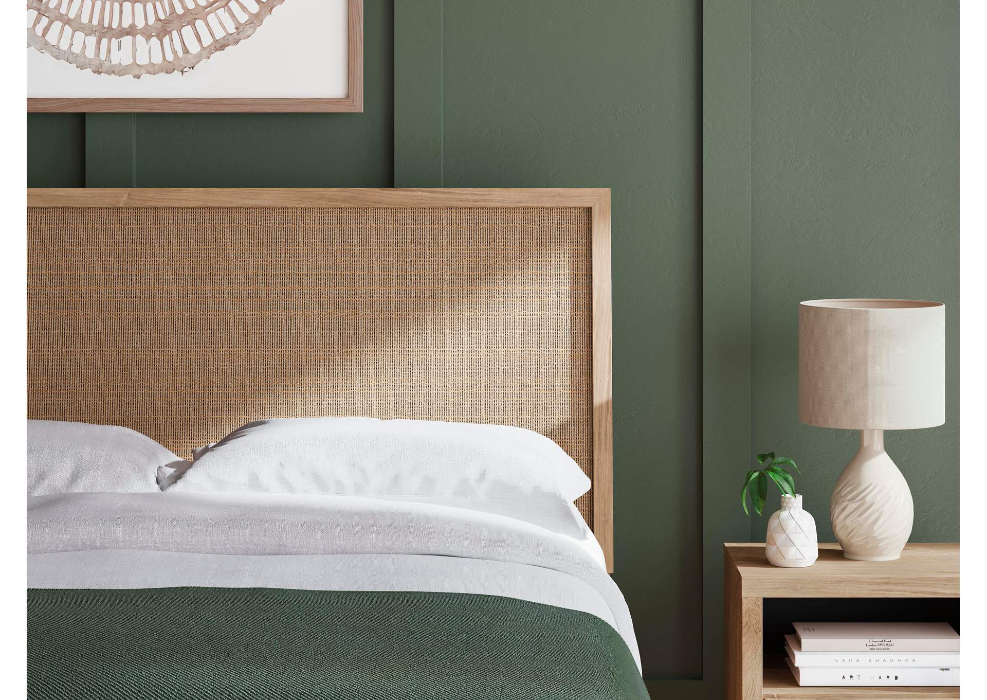 Cielden Queen Panel Headboard with Mirrored Dresser, Chest and Nightstand detail