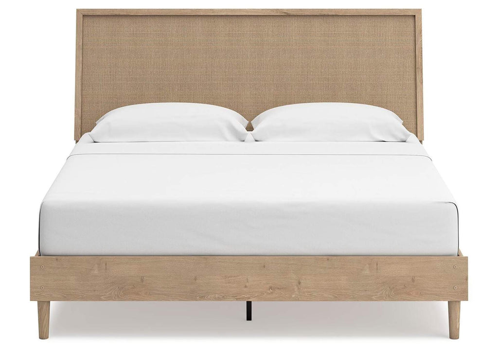 Cielden King Panel Bed with 2 Nightstands front view