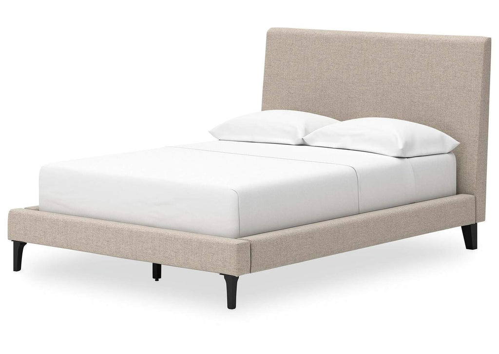 Cielden Full Upholstered Bed with Roll Slats, Dresser and Chest angled view