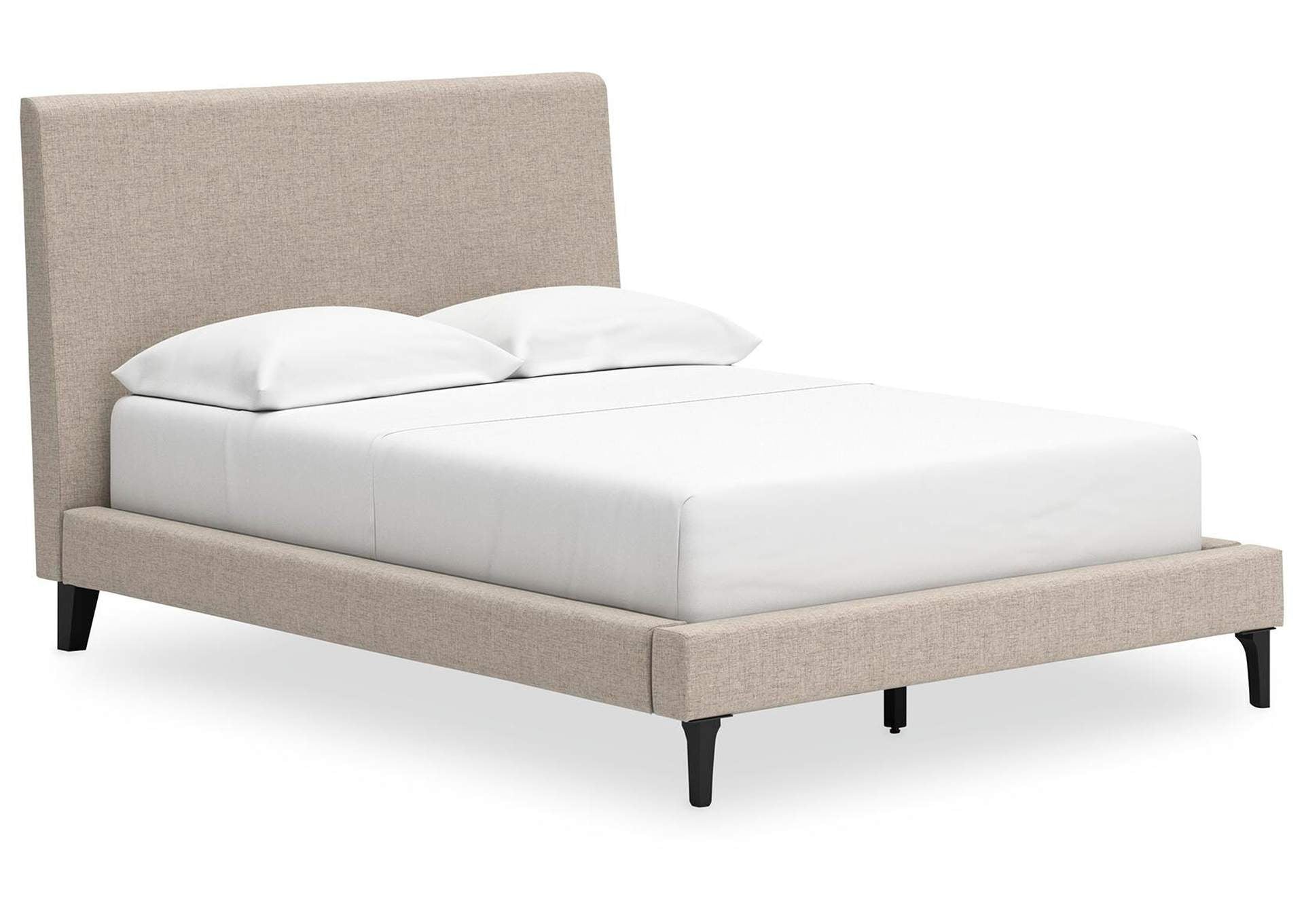 Cielden Full Upholstered Bed with Roll Slats and Dresser angled view