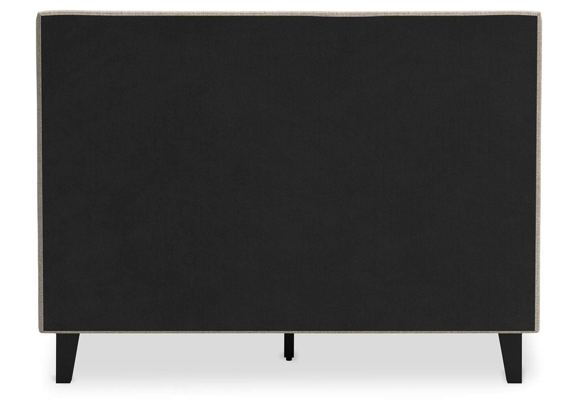 Cielden Full Upholstered Bed with Roll Slats, Dresser and Mirror