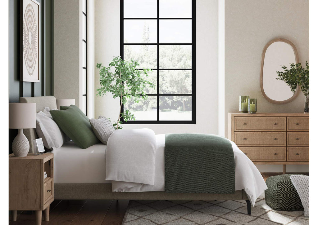 Cielden Queen Upholstered Bed with Roll Slats