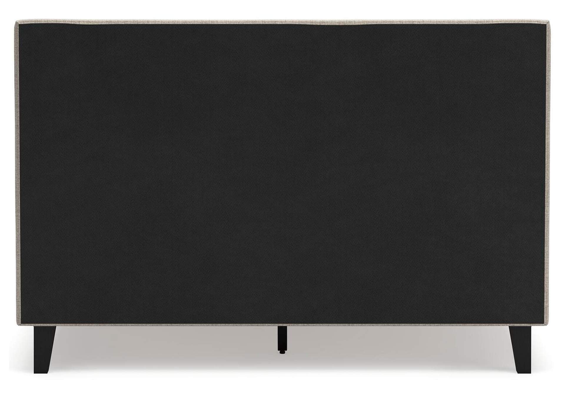 Cielden Queen Upholstered Bed with Roll Slats and Dresser