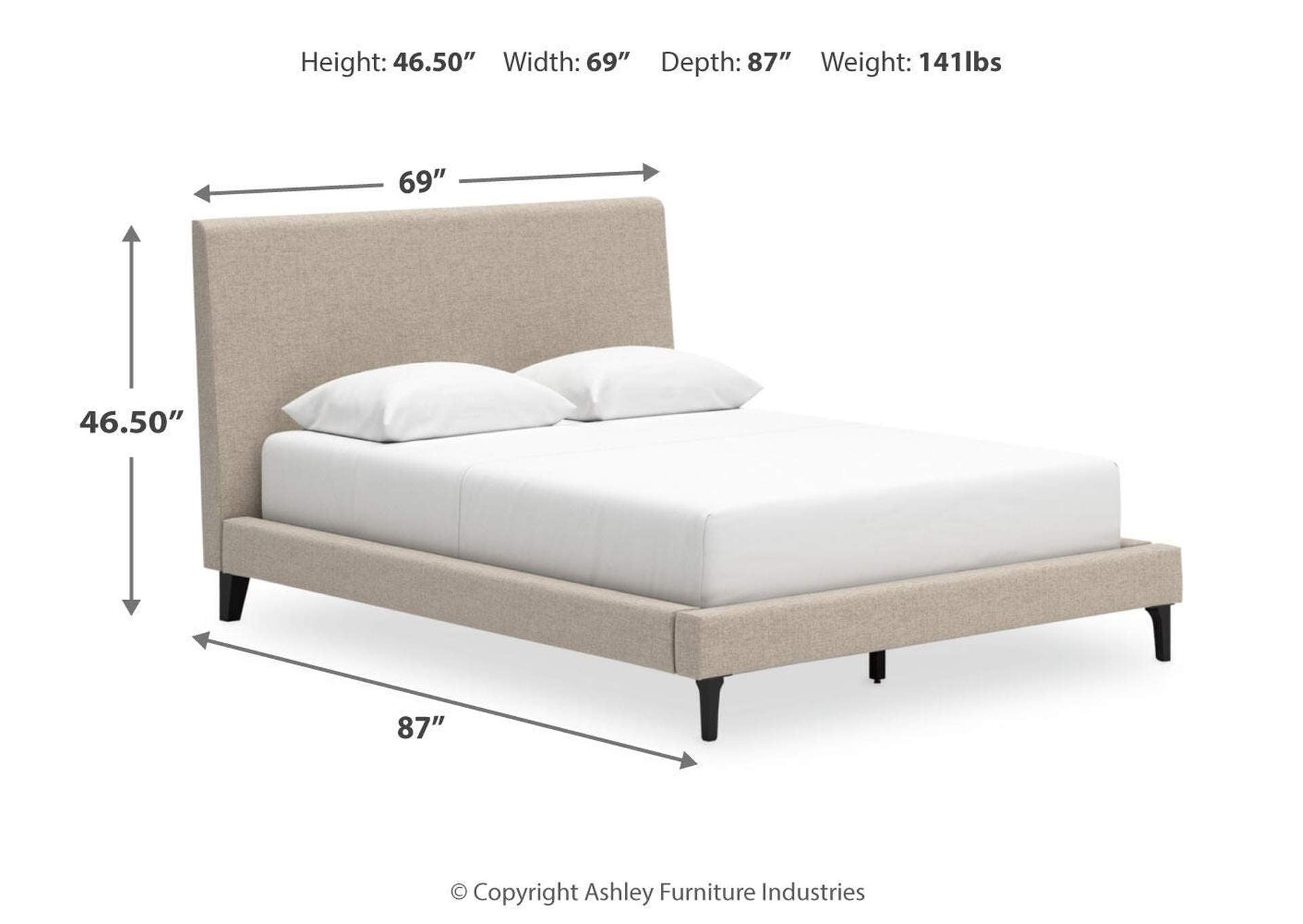 Cielden Queen Upholstered Bed with Roll Slats, Dresser and Chest dimensions