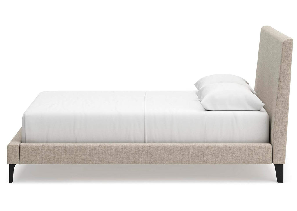 Cielden Queen Upholstered Bed with Roll Slats, Dresser and Chest side view