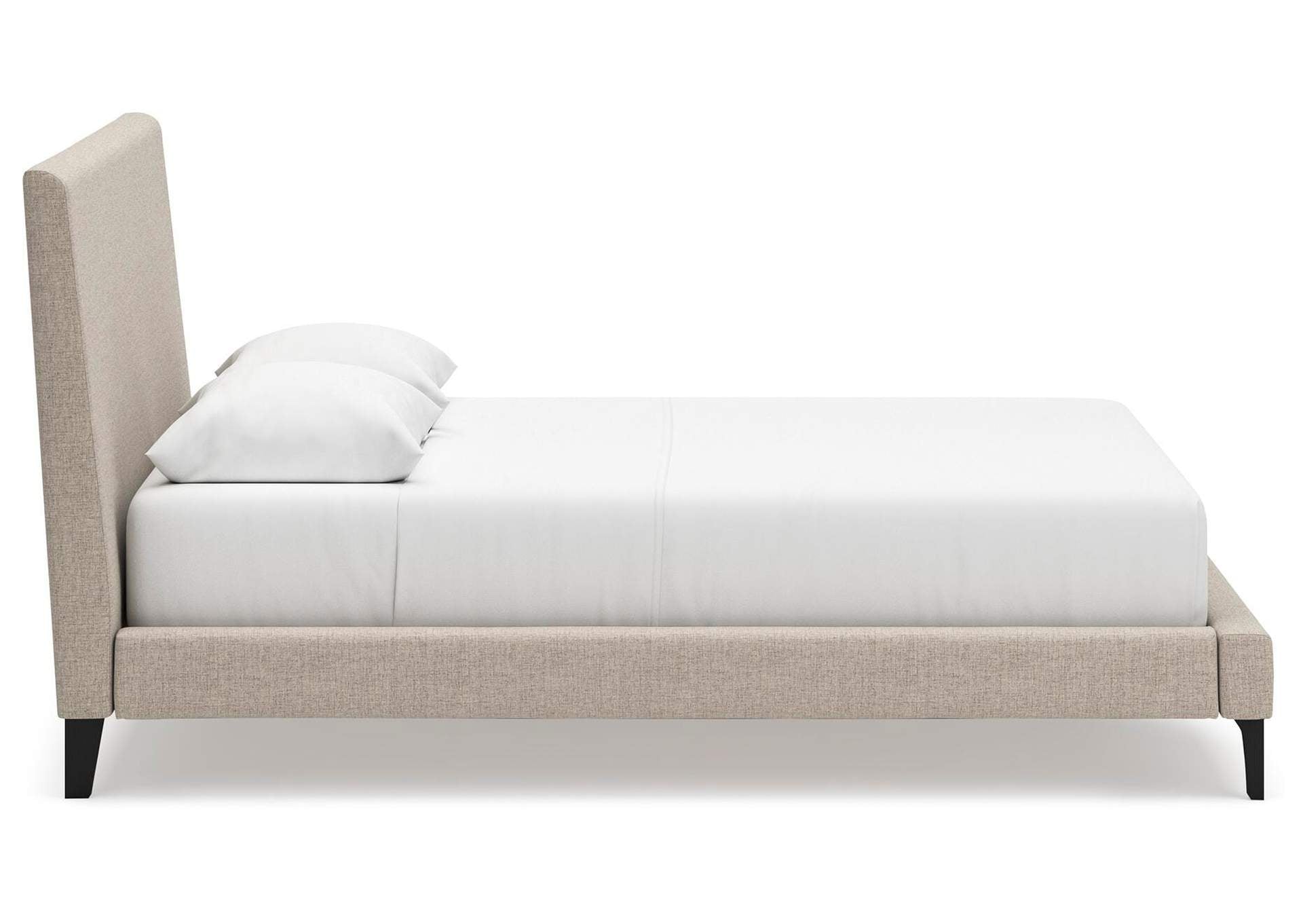 Cielden Queen Upholstered Bed with Roll Slats, Dresser and Chest side view