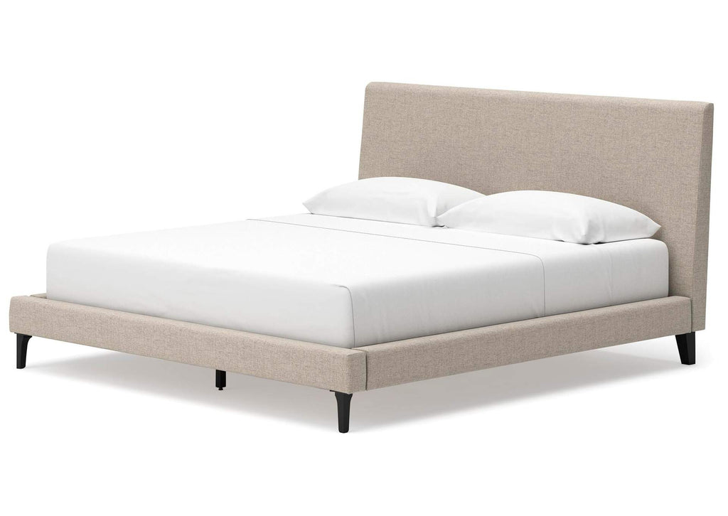 Cielden King Upholstered Bed with Roll Slats angled view