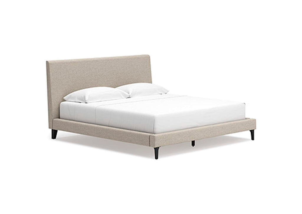 Cielden King Upholstered Bed with Roll Slats angled view
