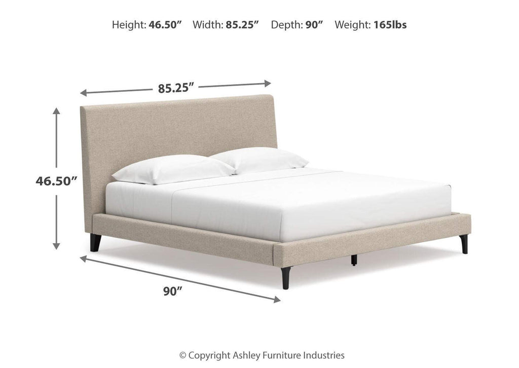 Cielden King Upholstered Bed with Roll Slats, Dresser and Chest dimensions