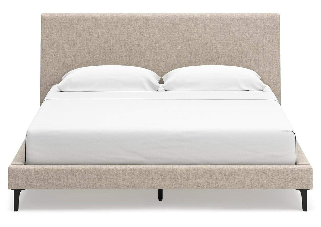 Cielden King Upholstered Bed with Roll Slats, Dresser and Nightstand front view