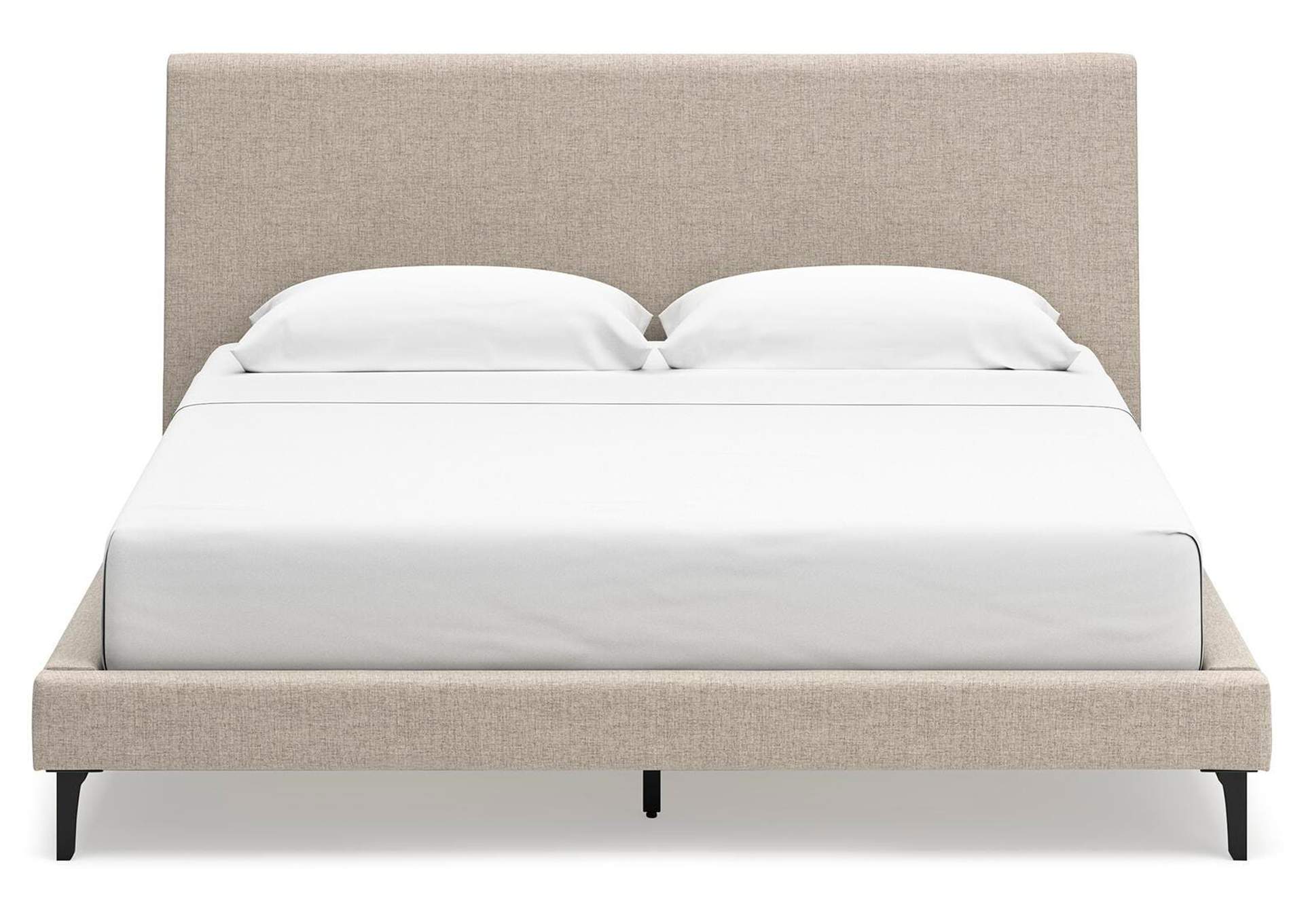Cielden King Upholstered Bed with Roll Slats, Dresser and Nightstand front view