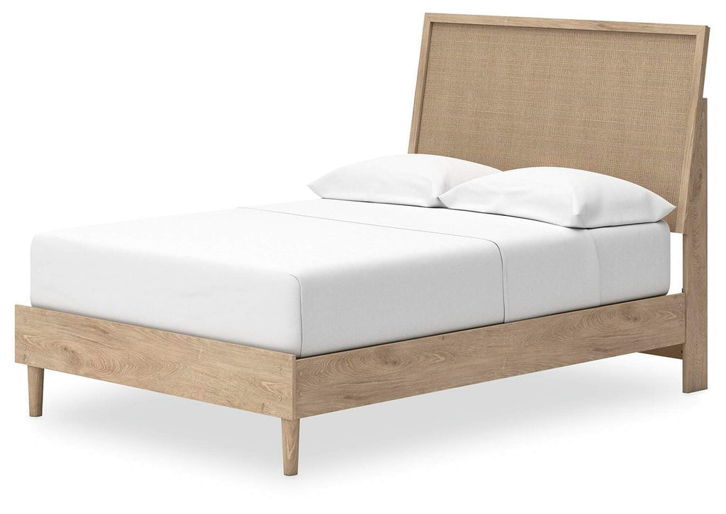 Cielden Full Panel Bed with 2 Nightstands angled view