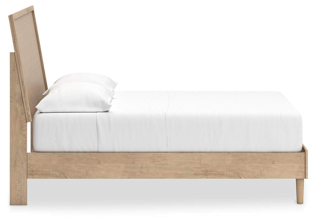 Cielden Full Panel Bed with Mirrored Dresser, Chest and 2 Nightstands side view