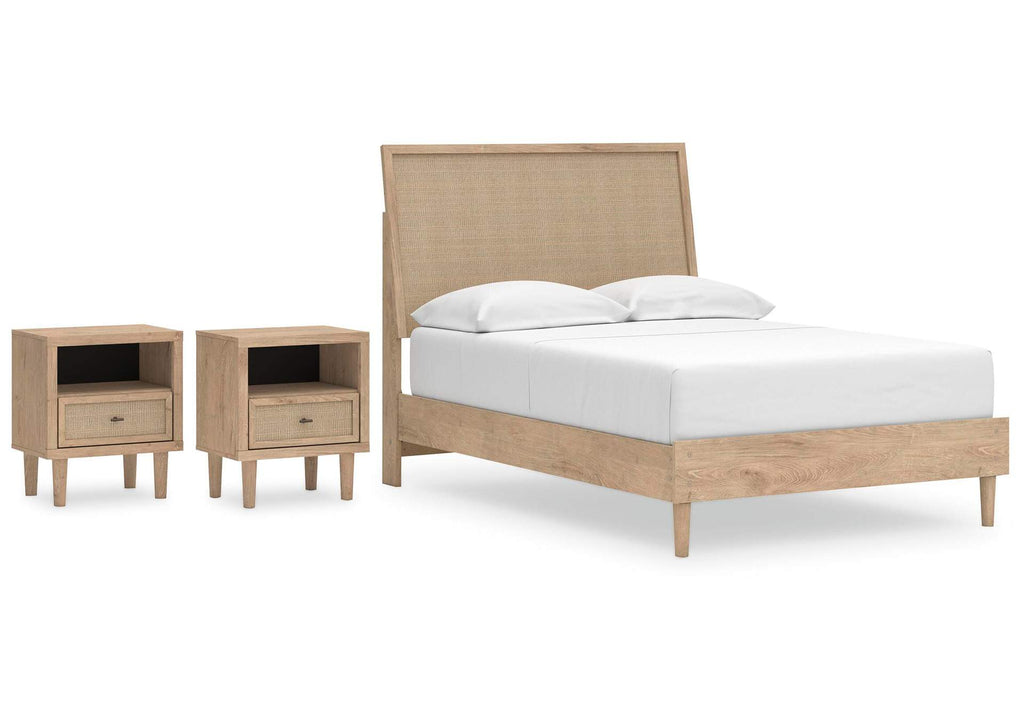 Cielden Full Panel Bed with 2 Nightstands