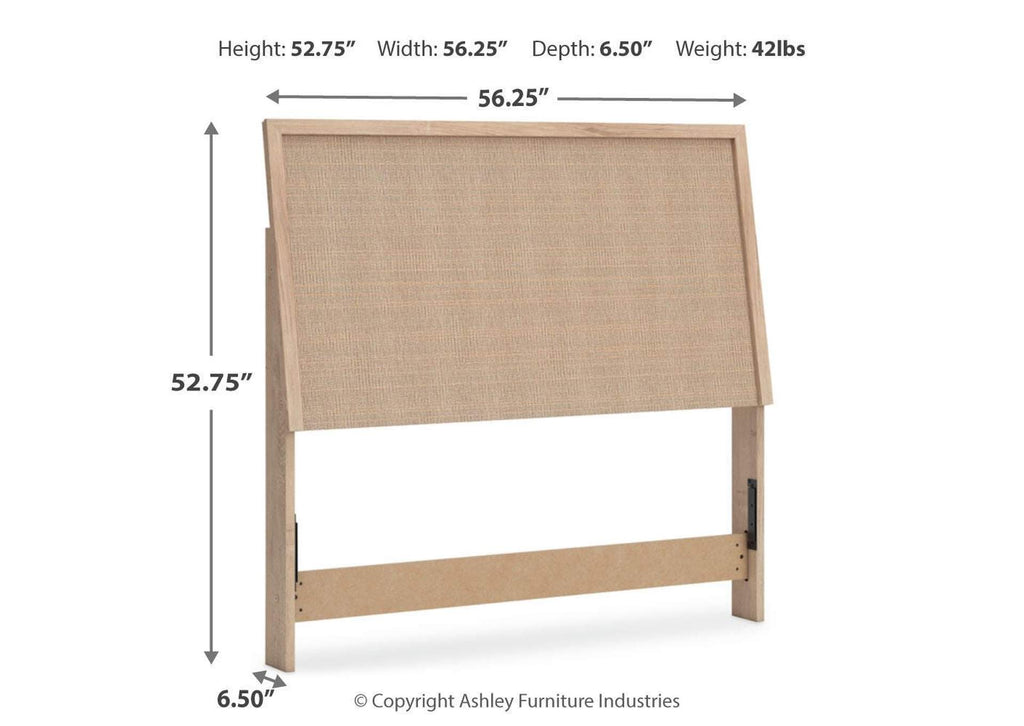 Cielden Full Upholstered Panel Bed with Mirrored Dresser and Nightstand dimensions