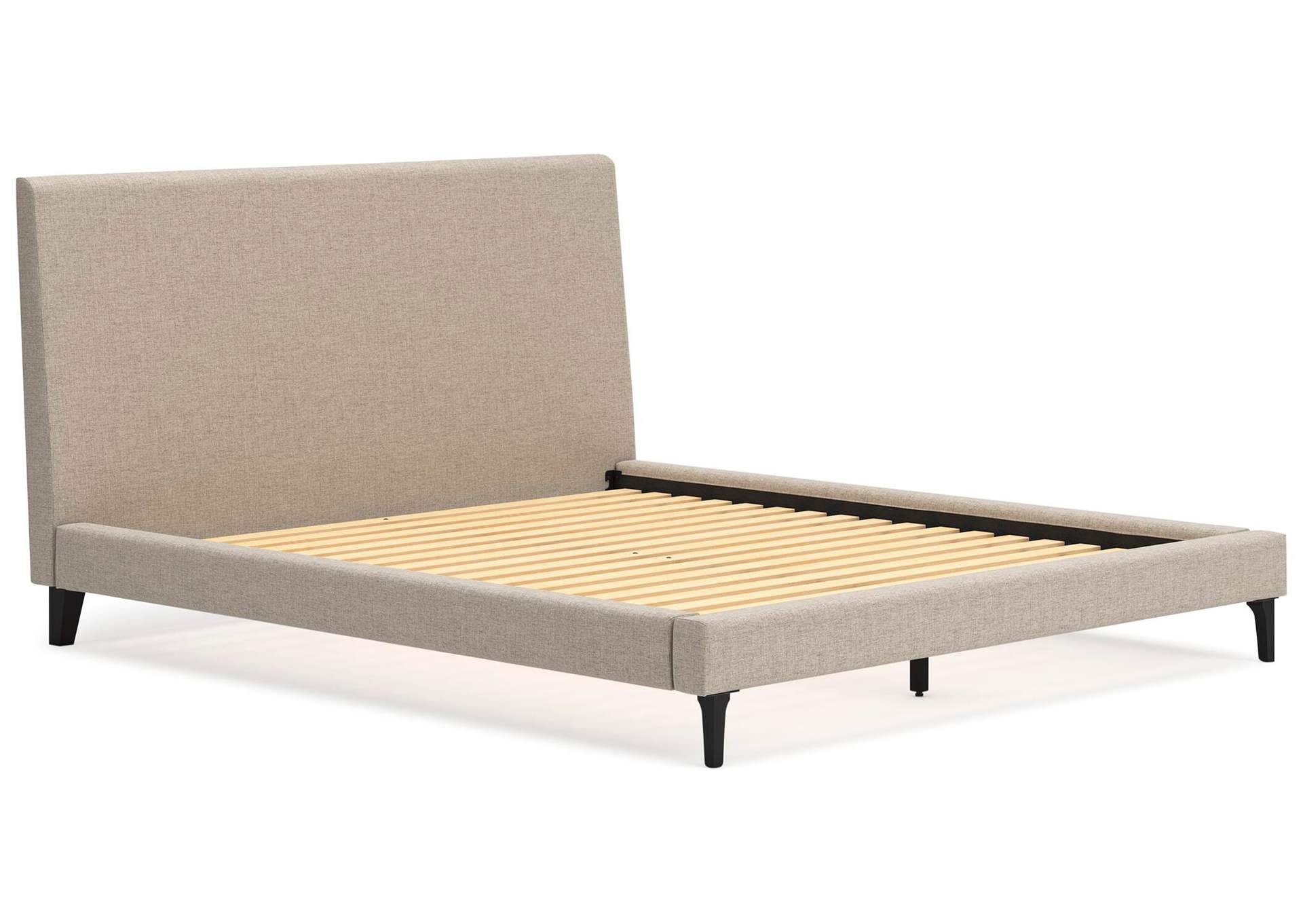 Cielden California King Upholstered Bed with Roll Slats angled view