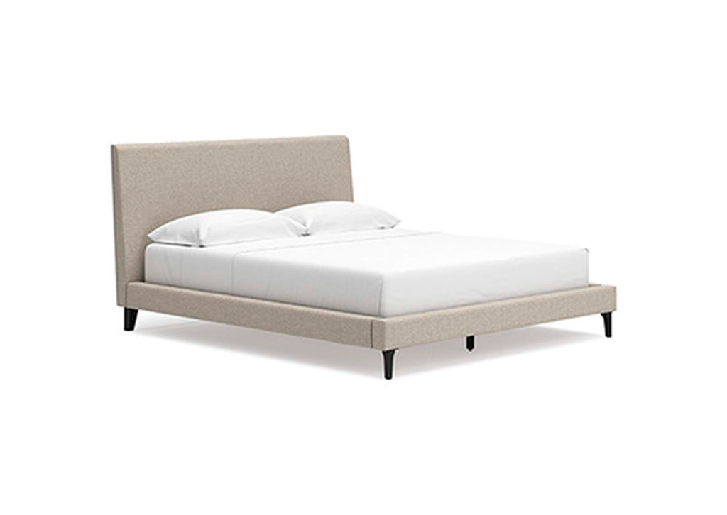 Cielden California King Upholstered Bed with Roll Slats angled view