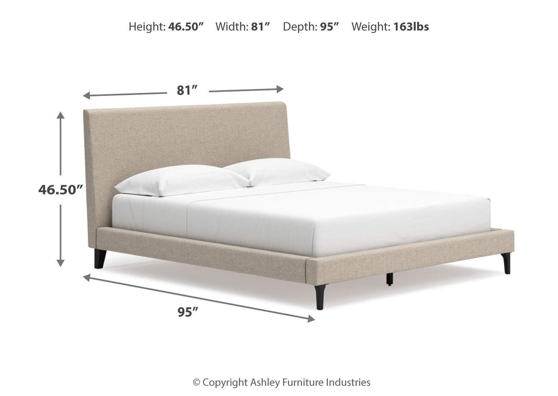 Cielden California King Upholstered Bed with Roll Slats dimensions