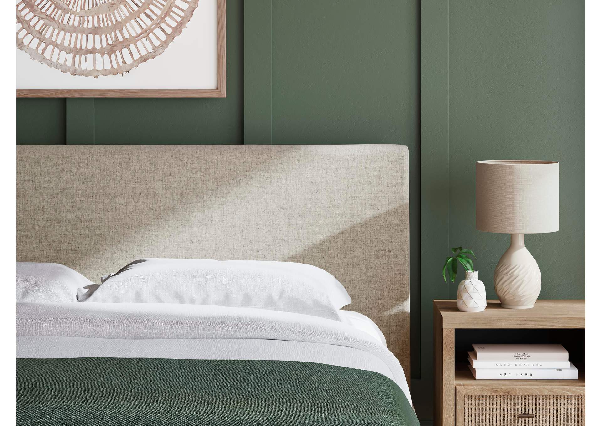 Cielden California King Upholstered Bed with Roll Slats detail