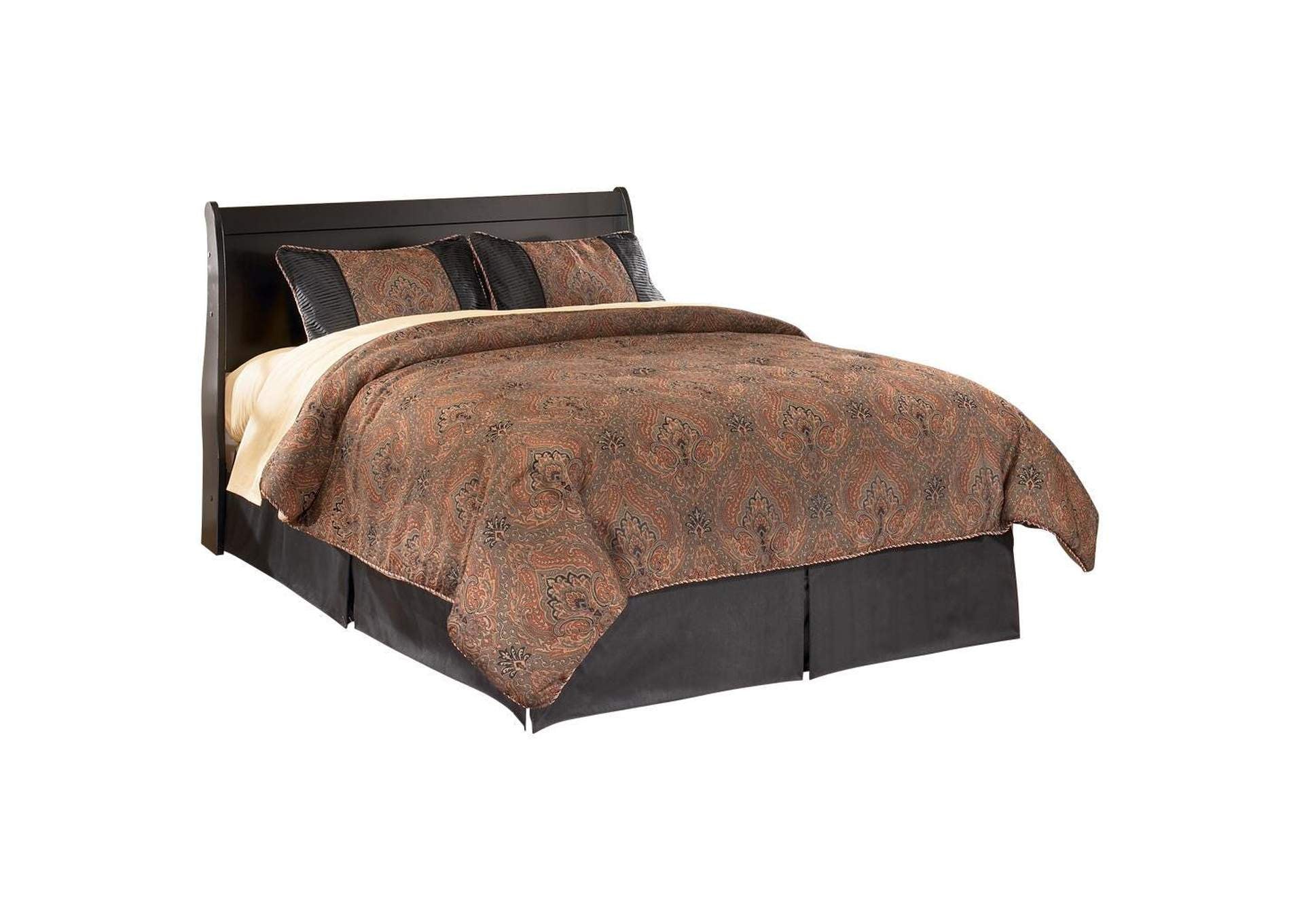 Huey Vineyard Queen Sleigh Headboard Bed with Mirrored Dresser and Chest
