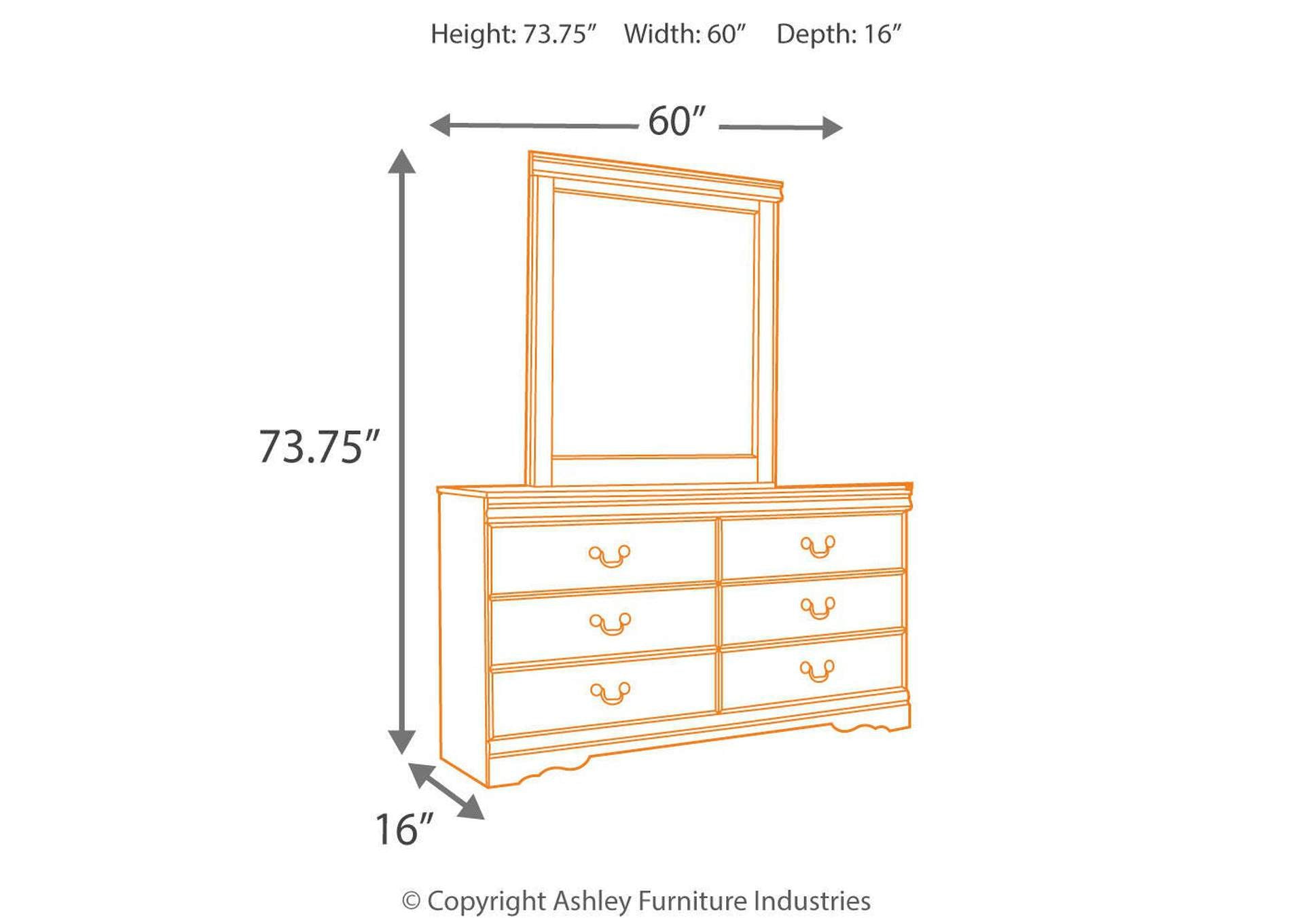 Huey Vineyard Dresser and Mirror dimensions