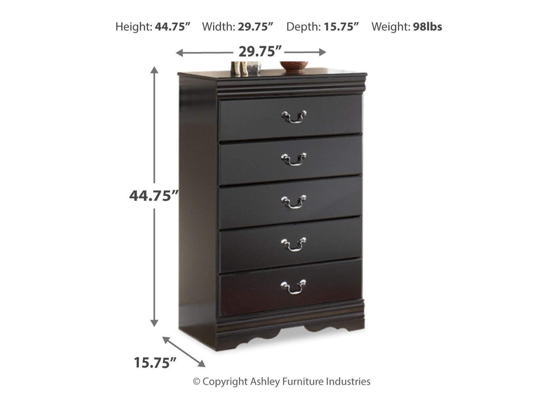 Huey Vineyard Twin Sleigh Headboard Bed with Mirrored Dresser and Chest dimensions