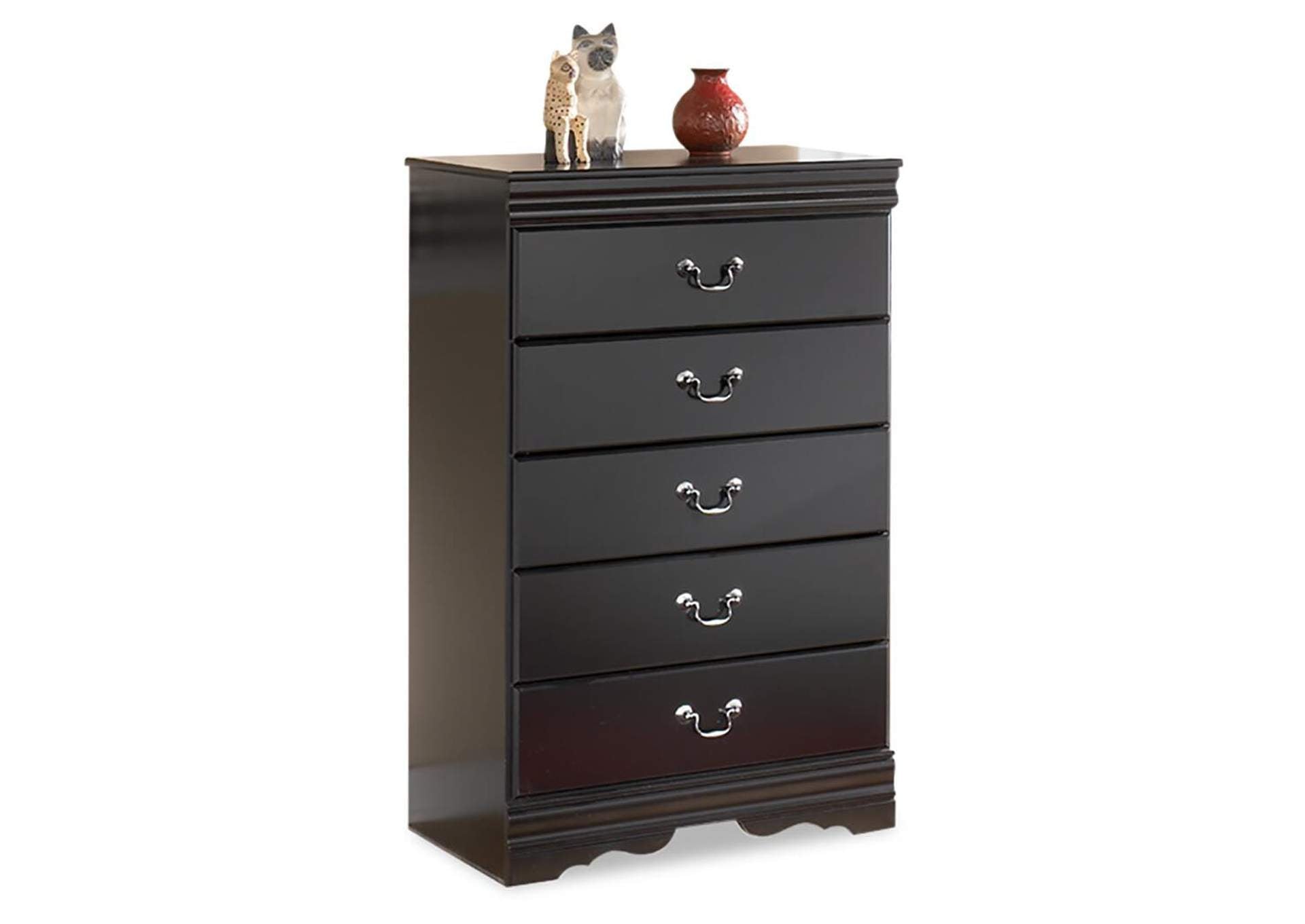 Huey Vineyard Full Sleigh Headboard Bed with Mirrored Dresser and Chest