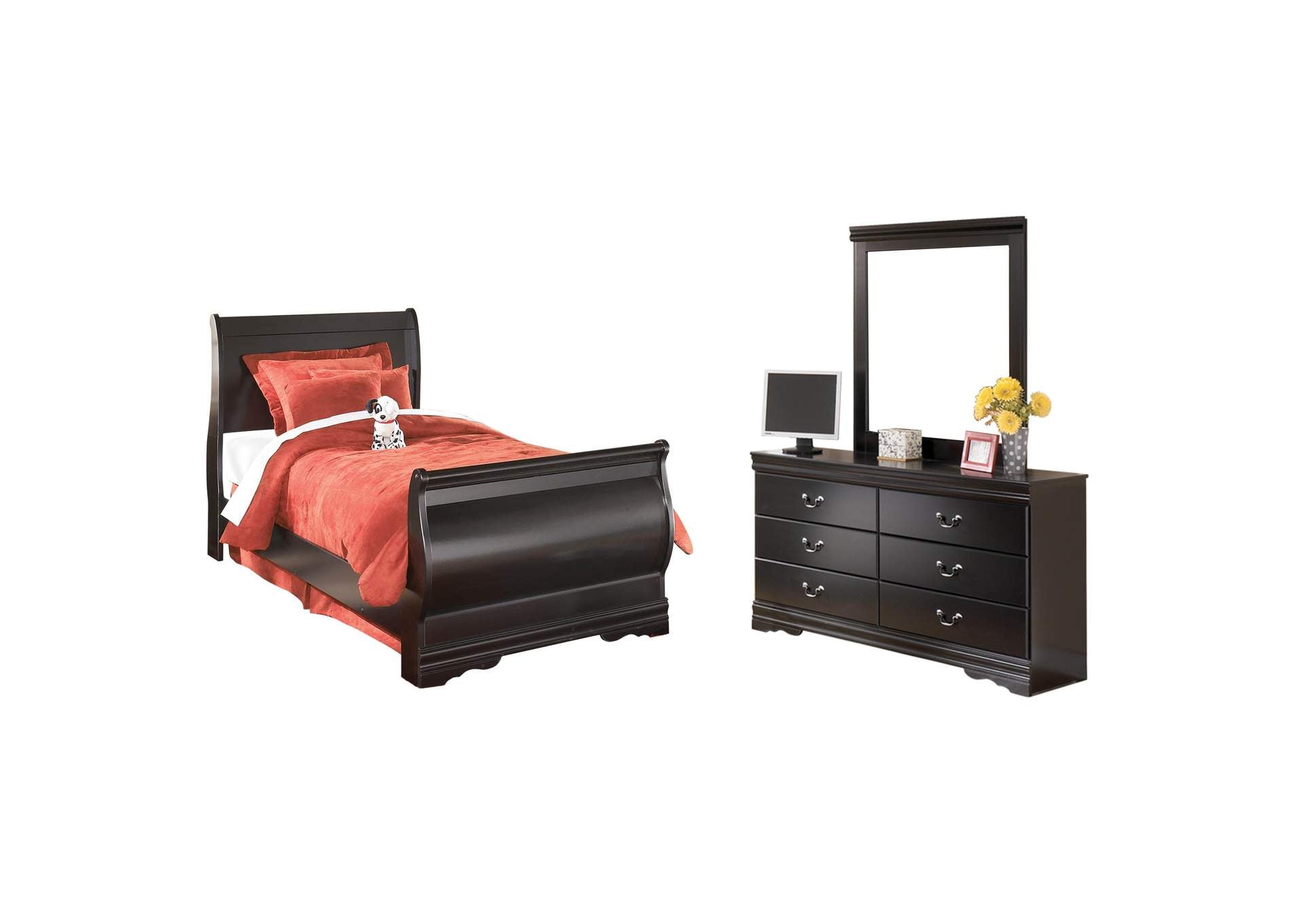 Huey Vineyard Twin Sleigh Headboard Bed with Dresser