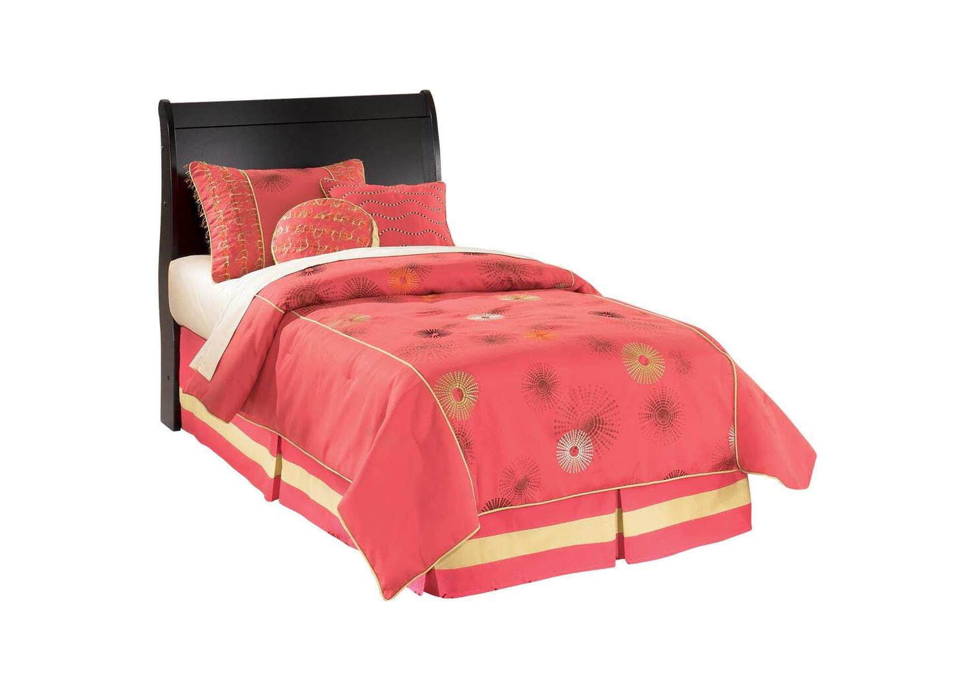Huey Vineyard Twin Sleigh Headboard Bed with Mirrored Dresser and Chest