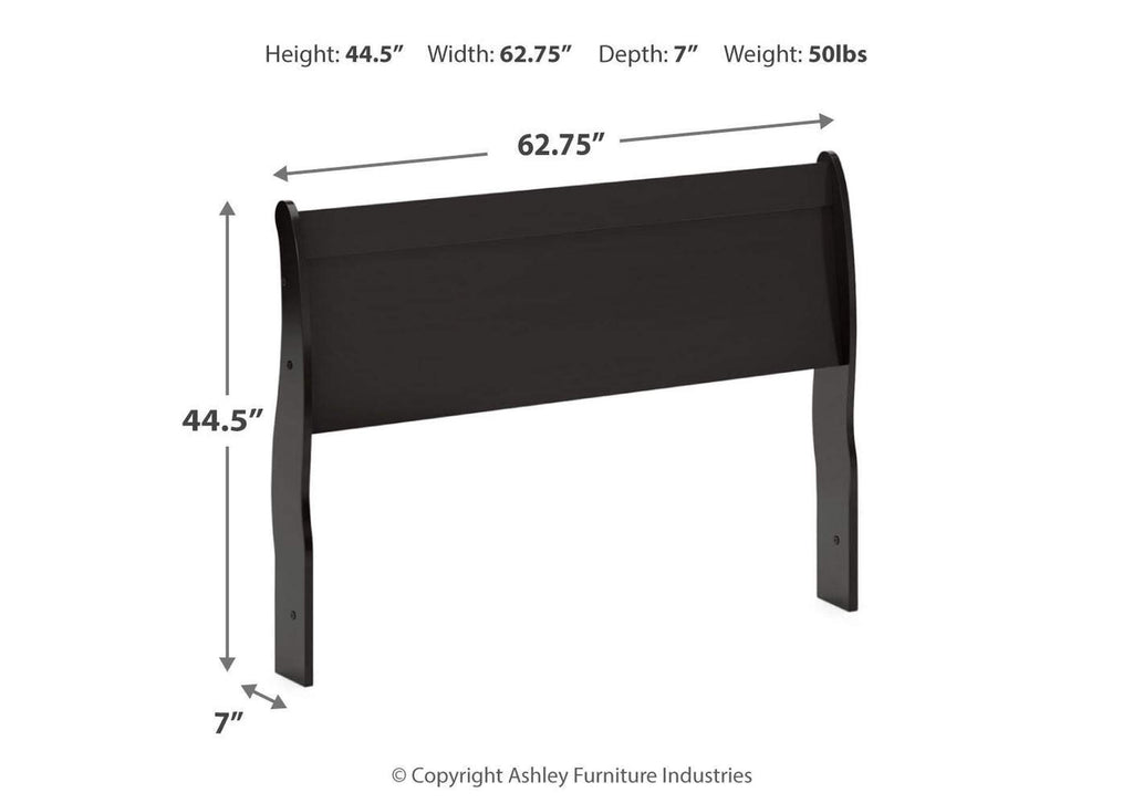Huey Vineyard Queen Sleigh Headboard Bed with Mirrored Dresser, Chest and Nightstand dimensions