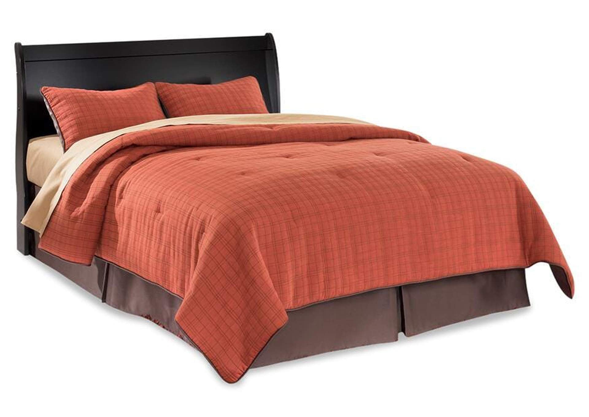 Huey Vineyard Queen Sleigh Headboard Bed with Mirrored Dresser