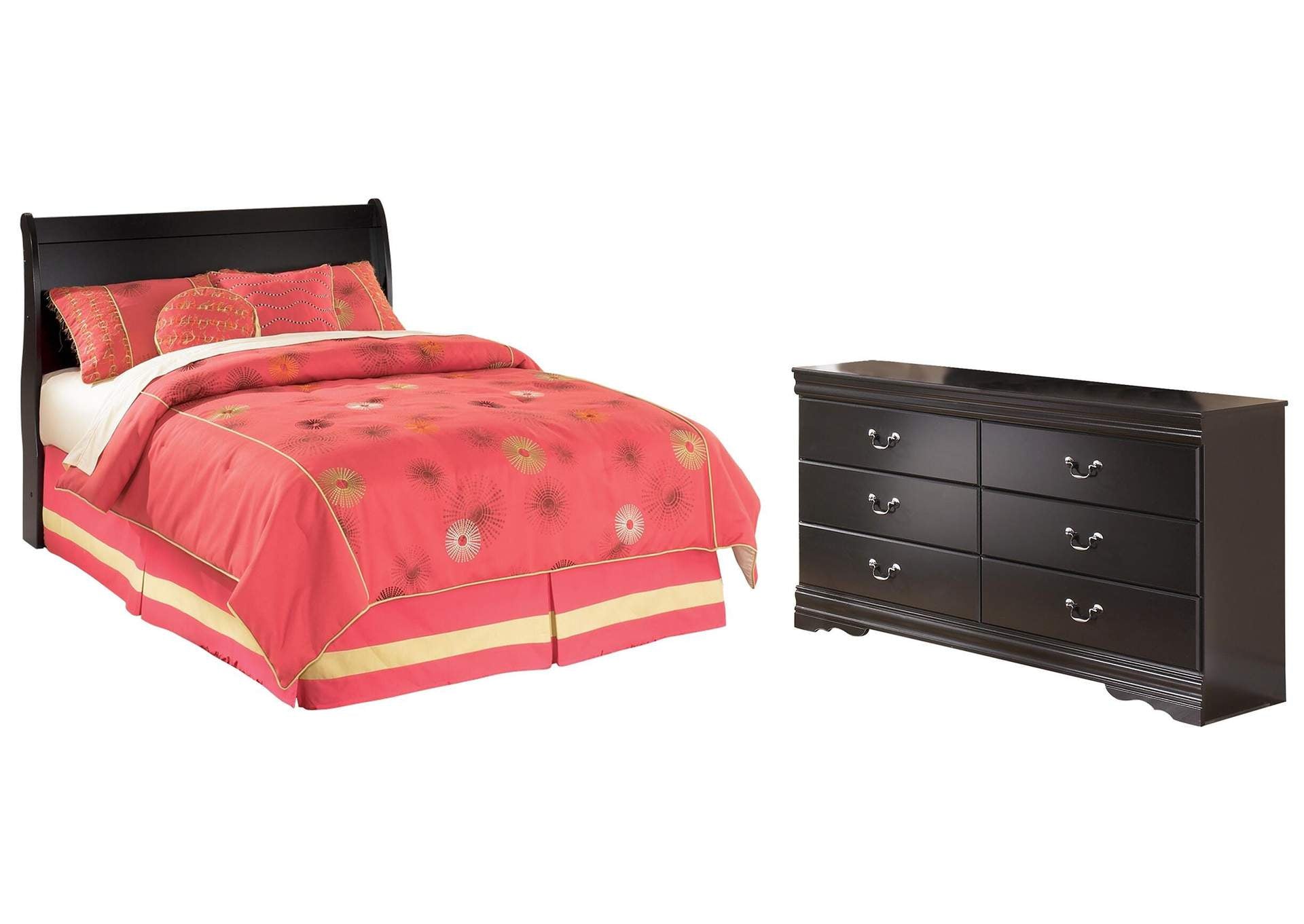 Huey Vineyard Full Sleigh Headboard Bed with Dresser