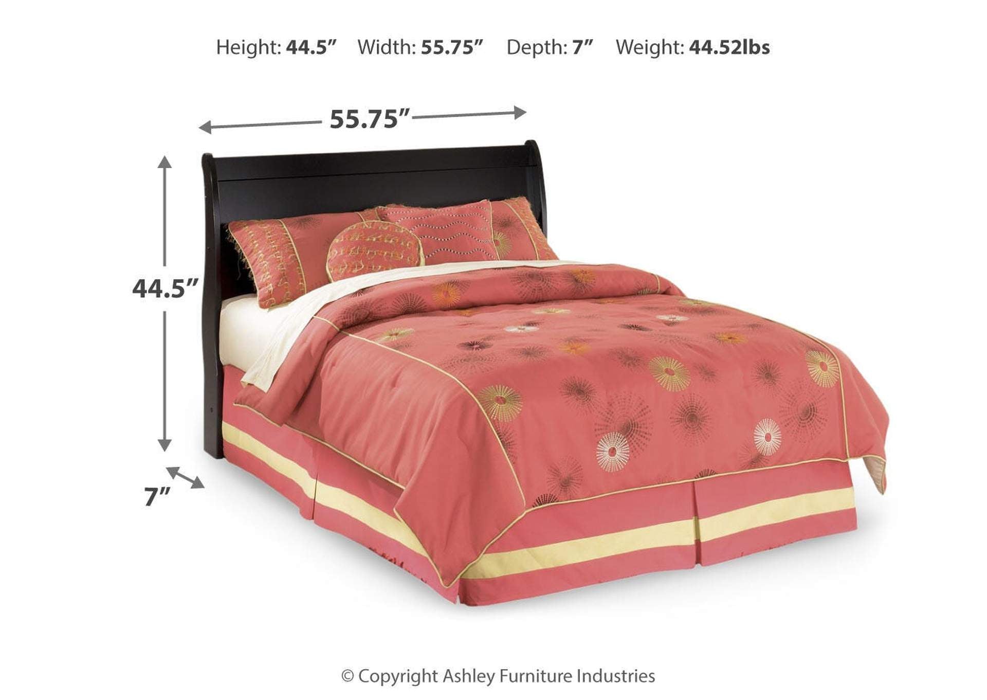 Huey Vineyard Full Sleigh Headboard Bed with Dresser dimensions