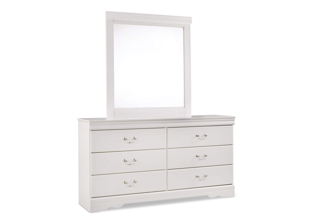 Anarasia Queen Sleigh Headboard Bed with Mirrored Dresser