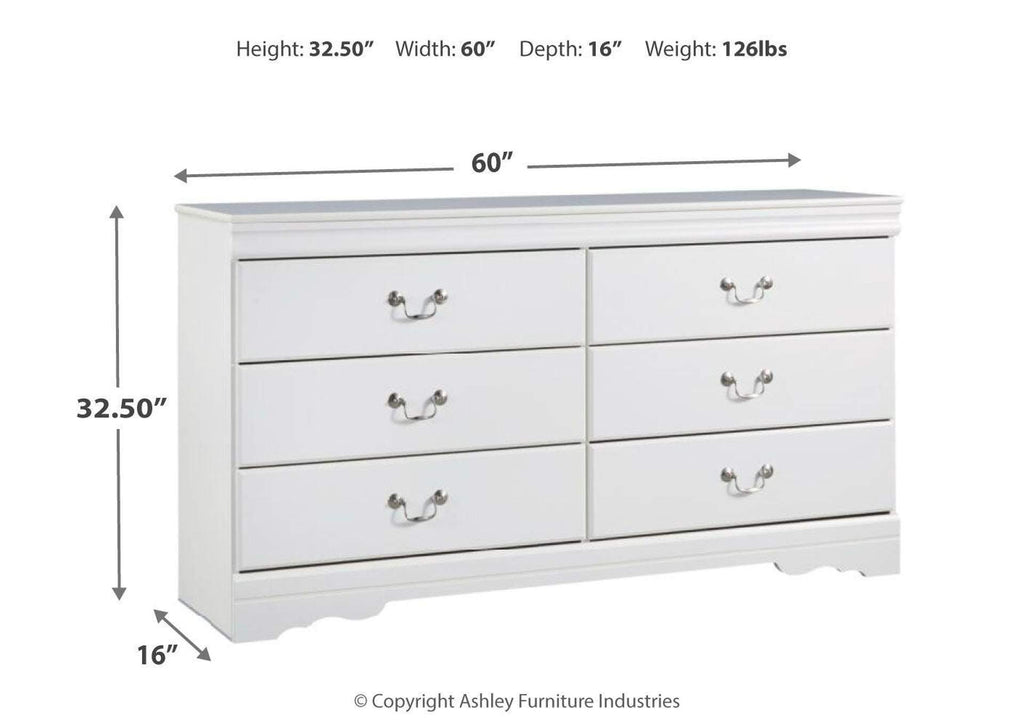 Anarasia Twin Sleigh Headboard and Dresser dimensions