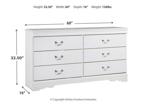 Anarasia Queen Sleigh Bed with Dresser dimensions