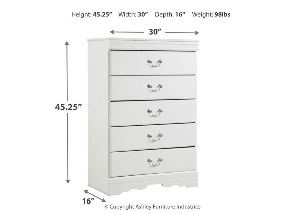 Anarasia Full Sleigh Bed with Mirrored Dresser and Chest dimensions