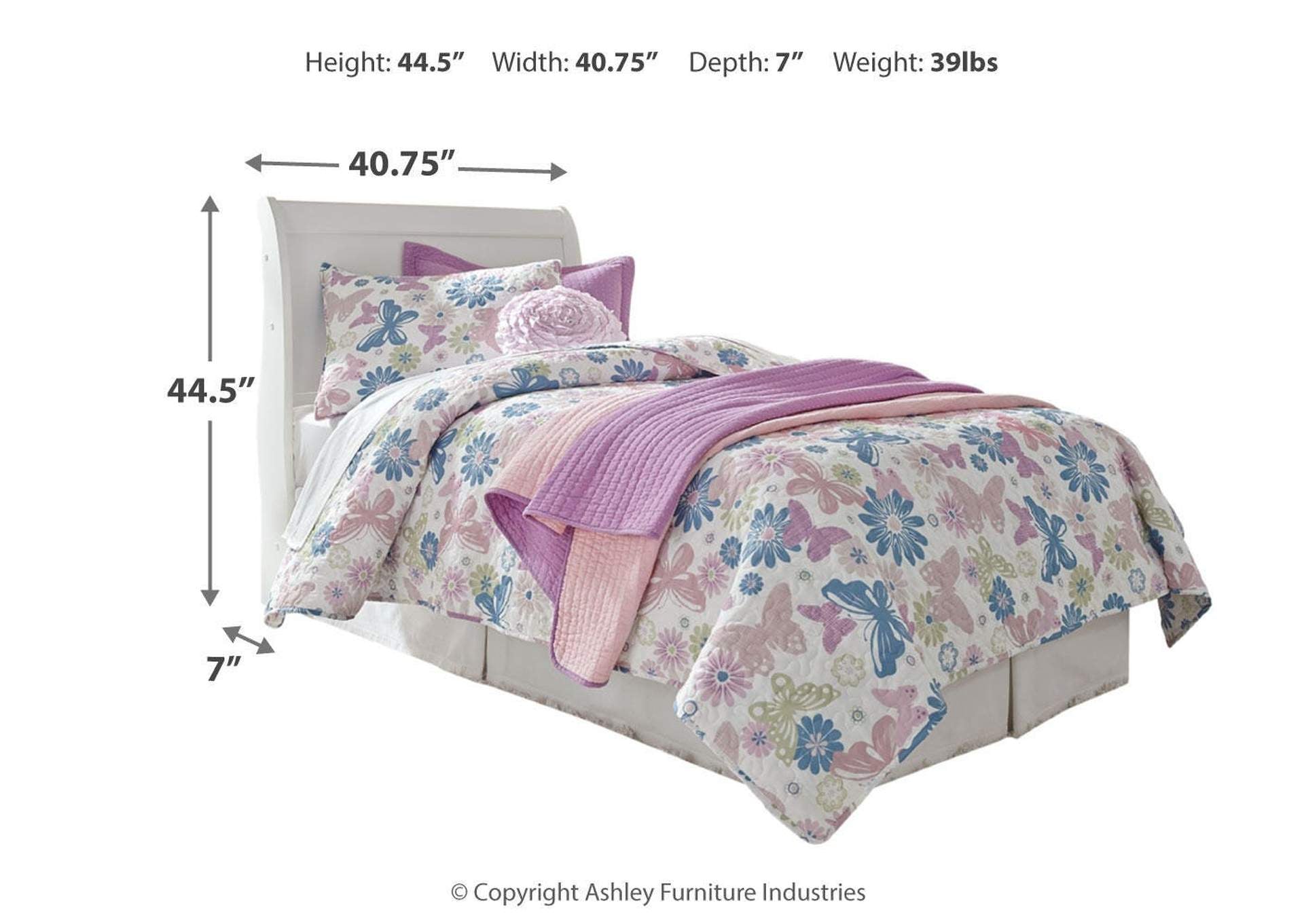 Anarasia Twin Sleigh Headboard and Dresser dimensions