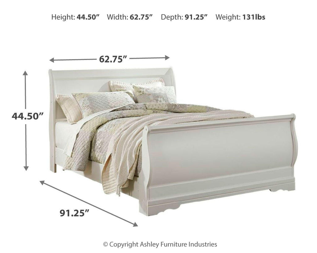 Anarasia Queen Sleigh Bed in White, alternate view 5