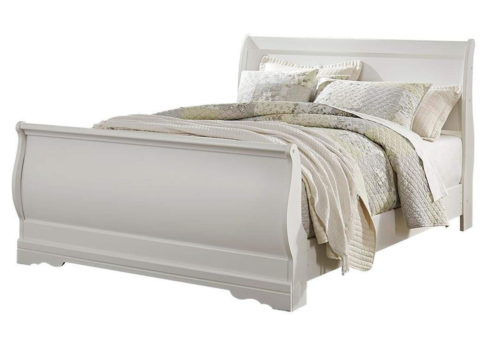 Anarasia Queen Sleigh Bed with Mirrored Dresser and Chest