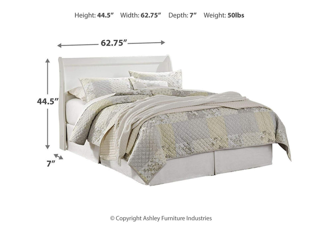 Anarasia Queen Sleigh Headboard Bed with Mirrored Dresser, Chest and Nightstand dimensions