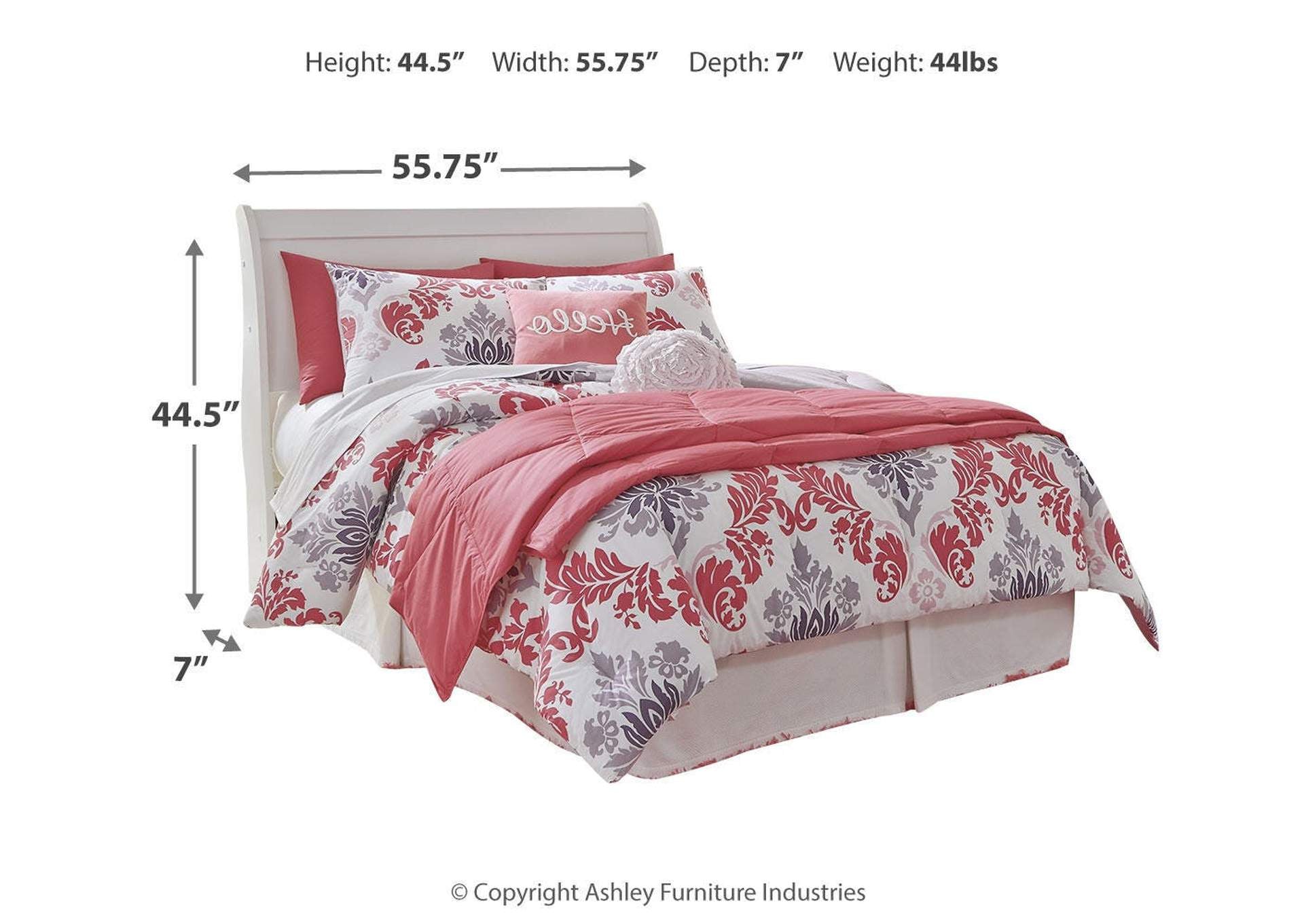 Anarasia Full Sleigh Headboard Bed with Mirrored Dresser, Chest and Nightstand dimensions