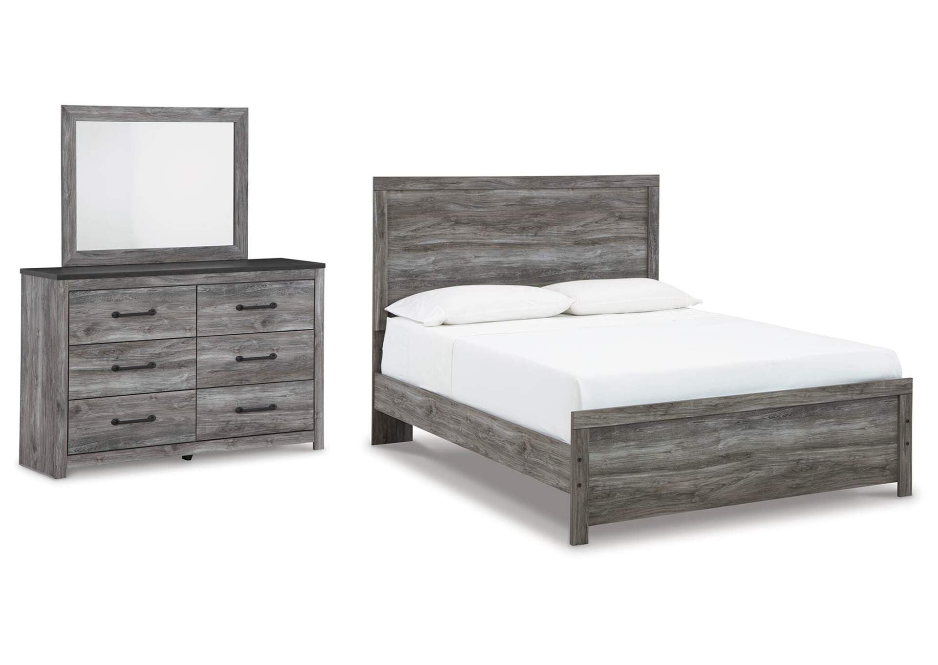 Bronyan Queen Panel Bed with Mirrored Dresser