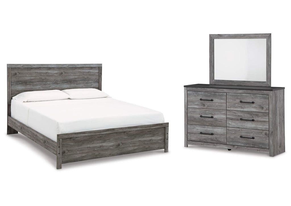 Bronyan King Panel Bed with Mirrored Dresser