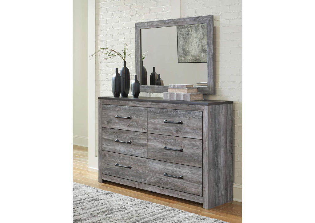 Bronyan Queen Panel Bed with Mirrored Dresser and Nightstand