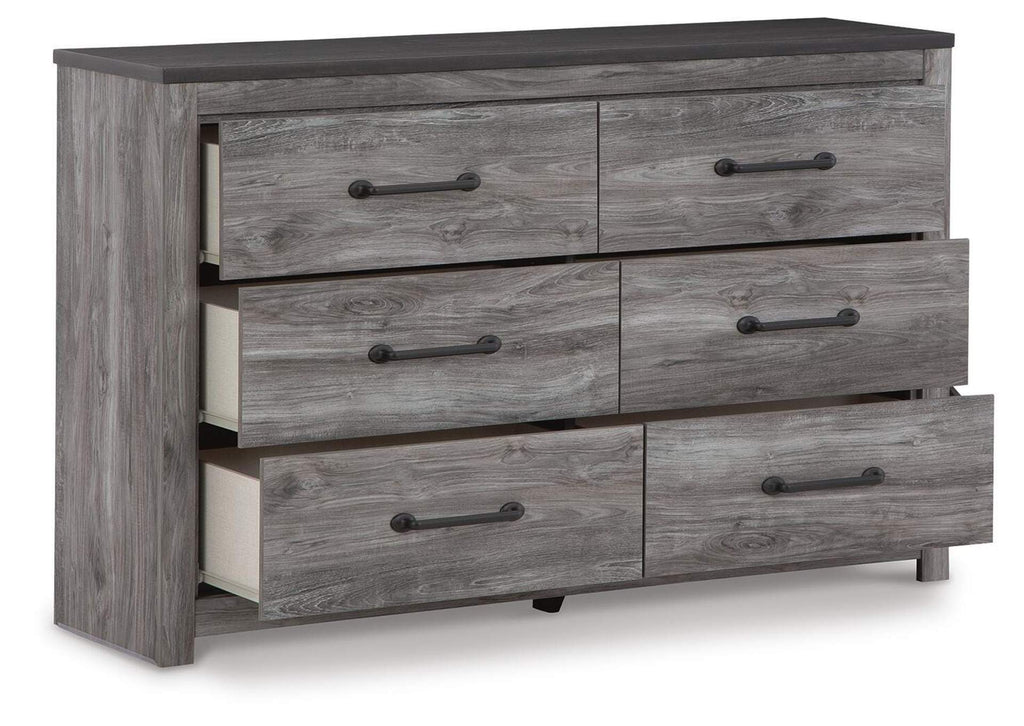 Bronyan Queen Panel Bed with Dresser angled view